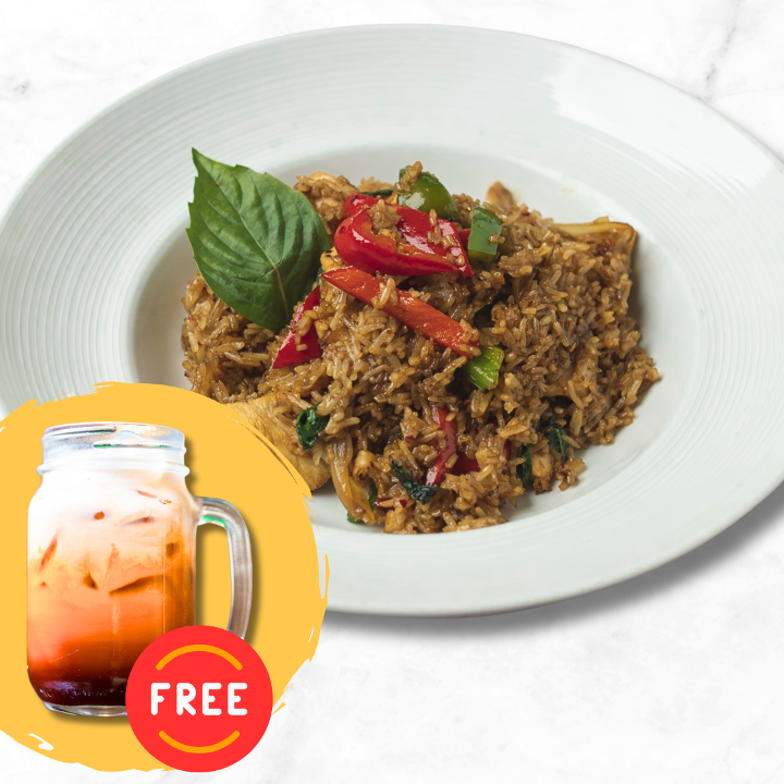 Thai Basil Spicy Fried Rice (with FREE Thai Iced Tea).