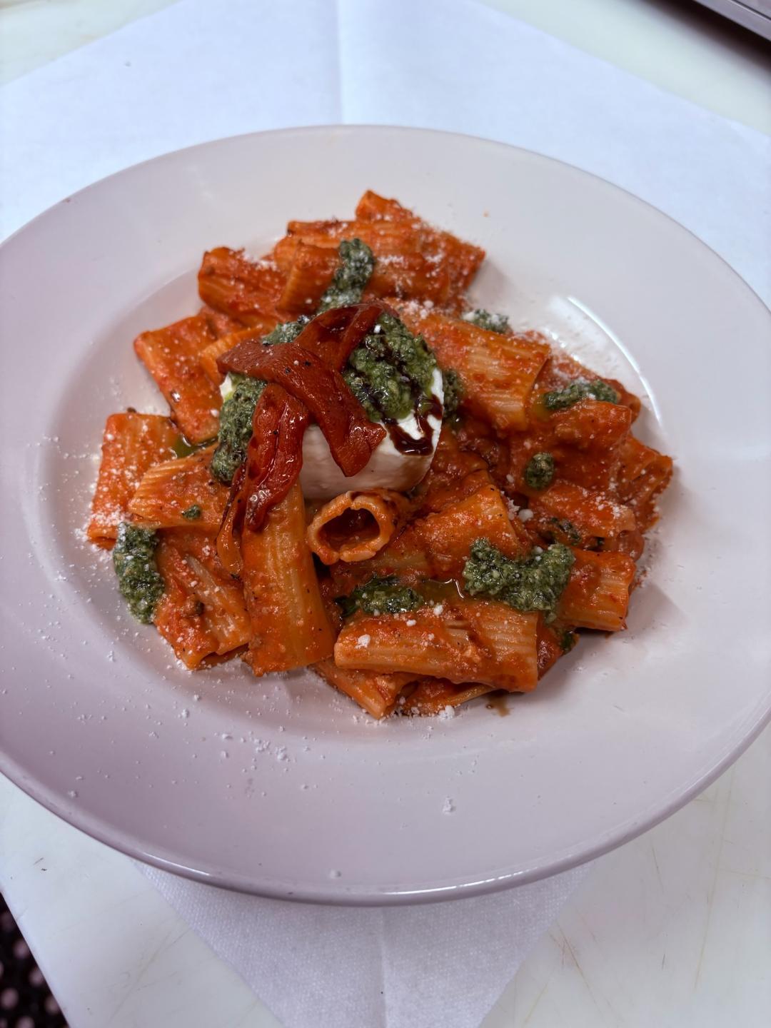 BURRATA RIGATONI.