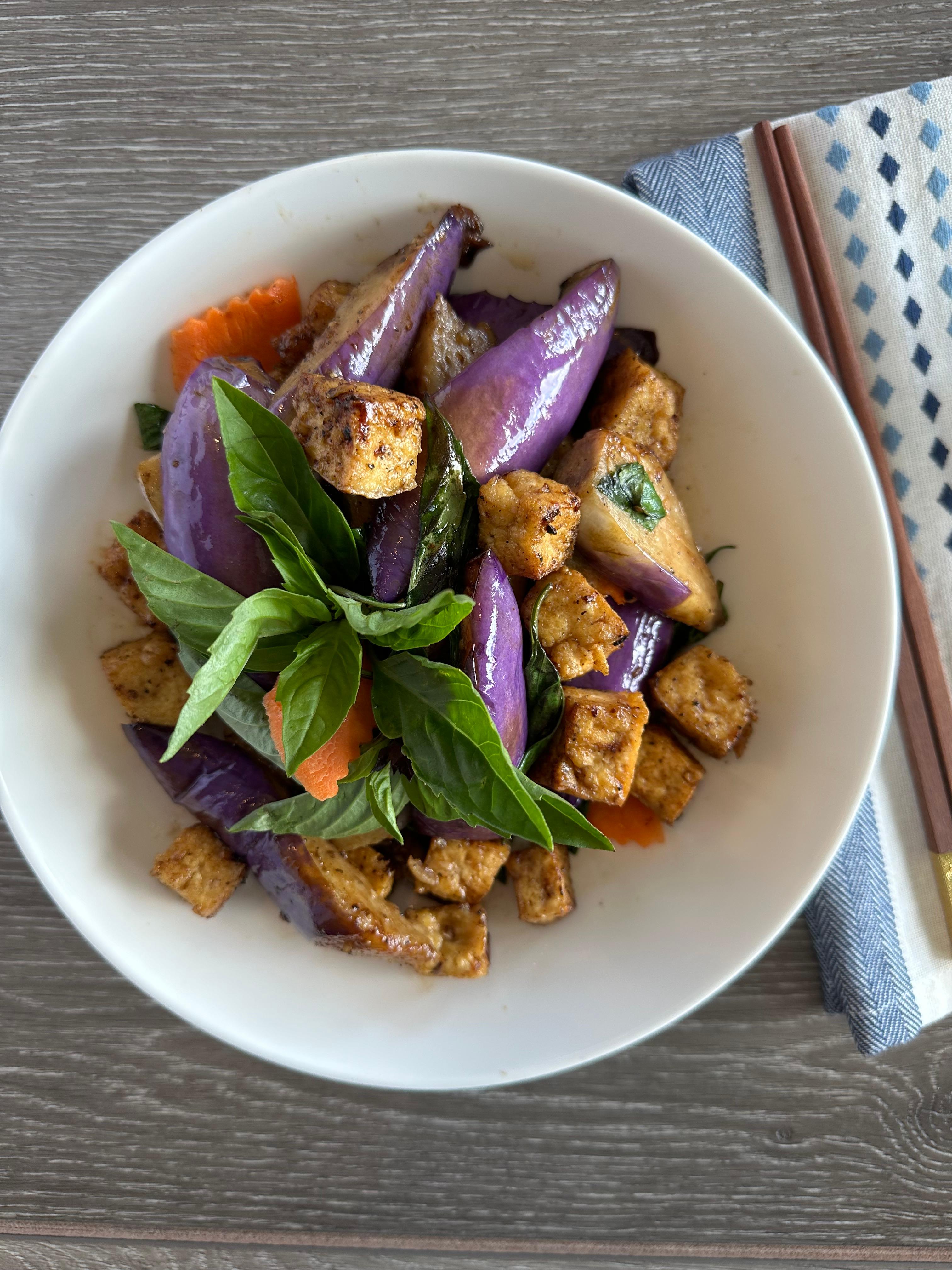 Eggplant Tofu Basil (Ca Tim Dau Hu Xao La Que).