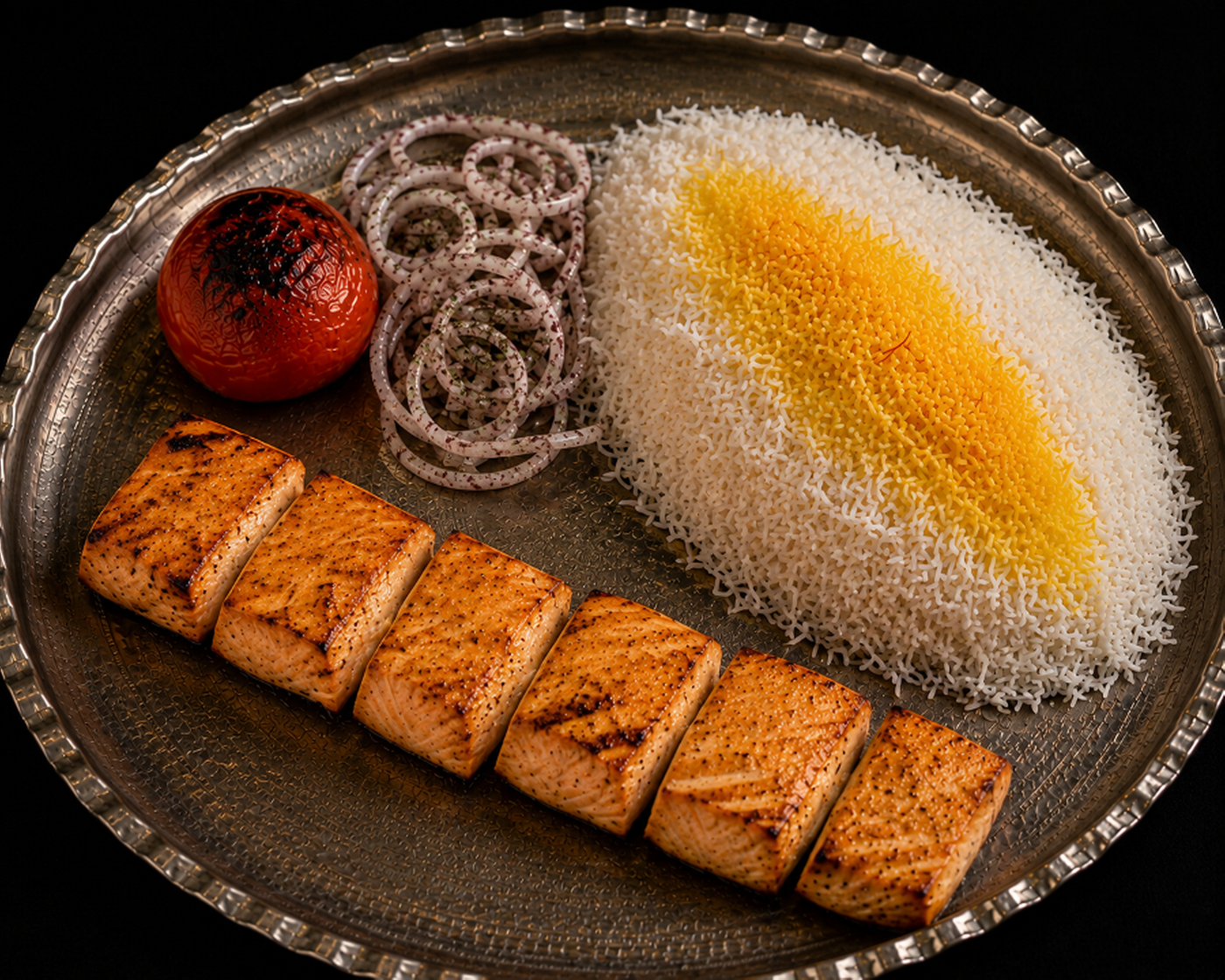 Salmon Kabob (کباب ماهی سالمون).