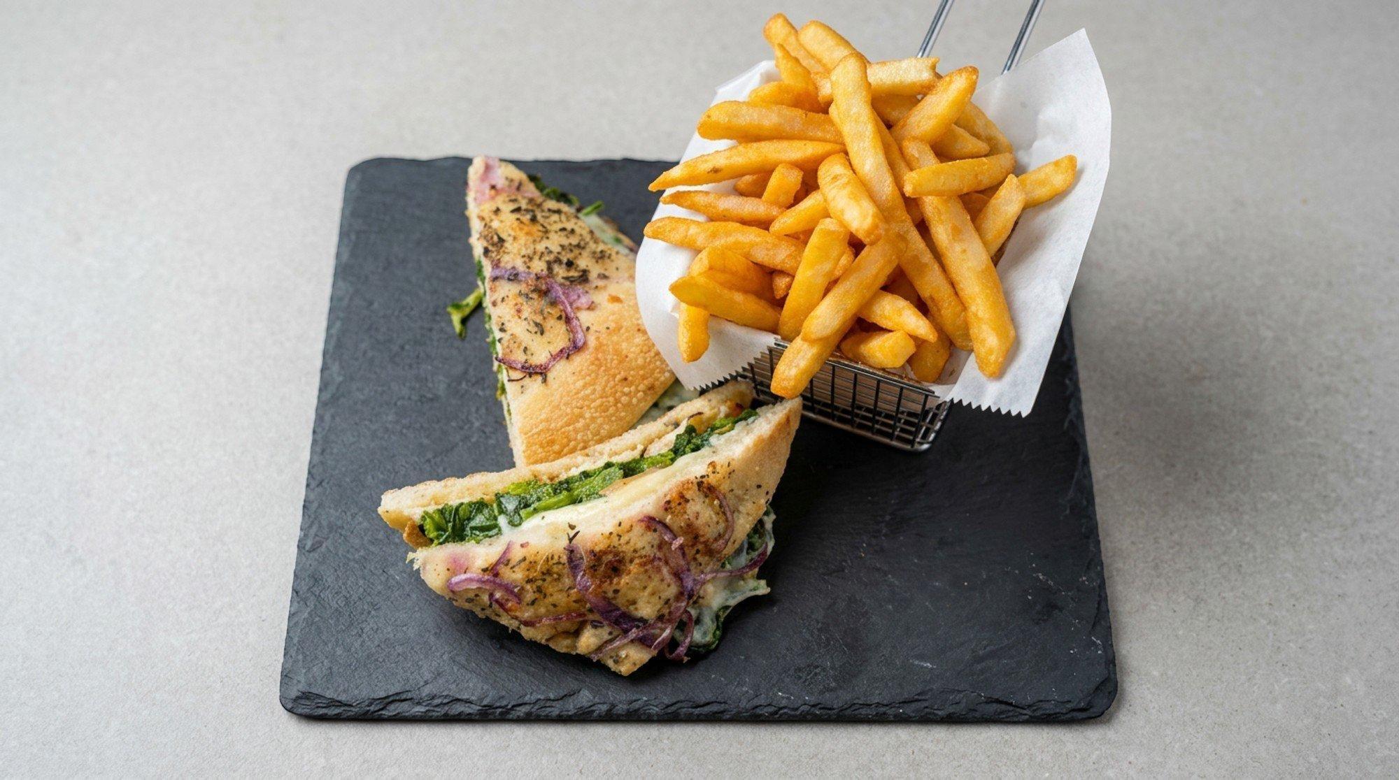 Grilled Chicken w/ Broccoli Rabe Focaccia.