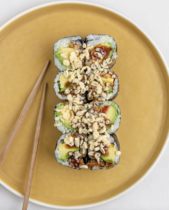 Avocado Crunch Roll (V).