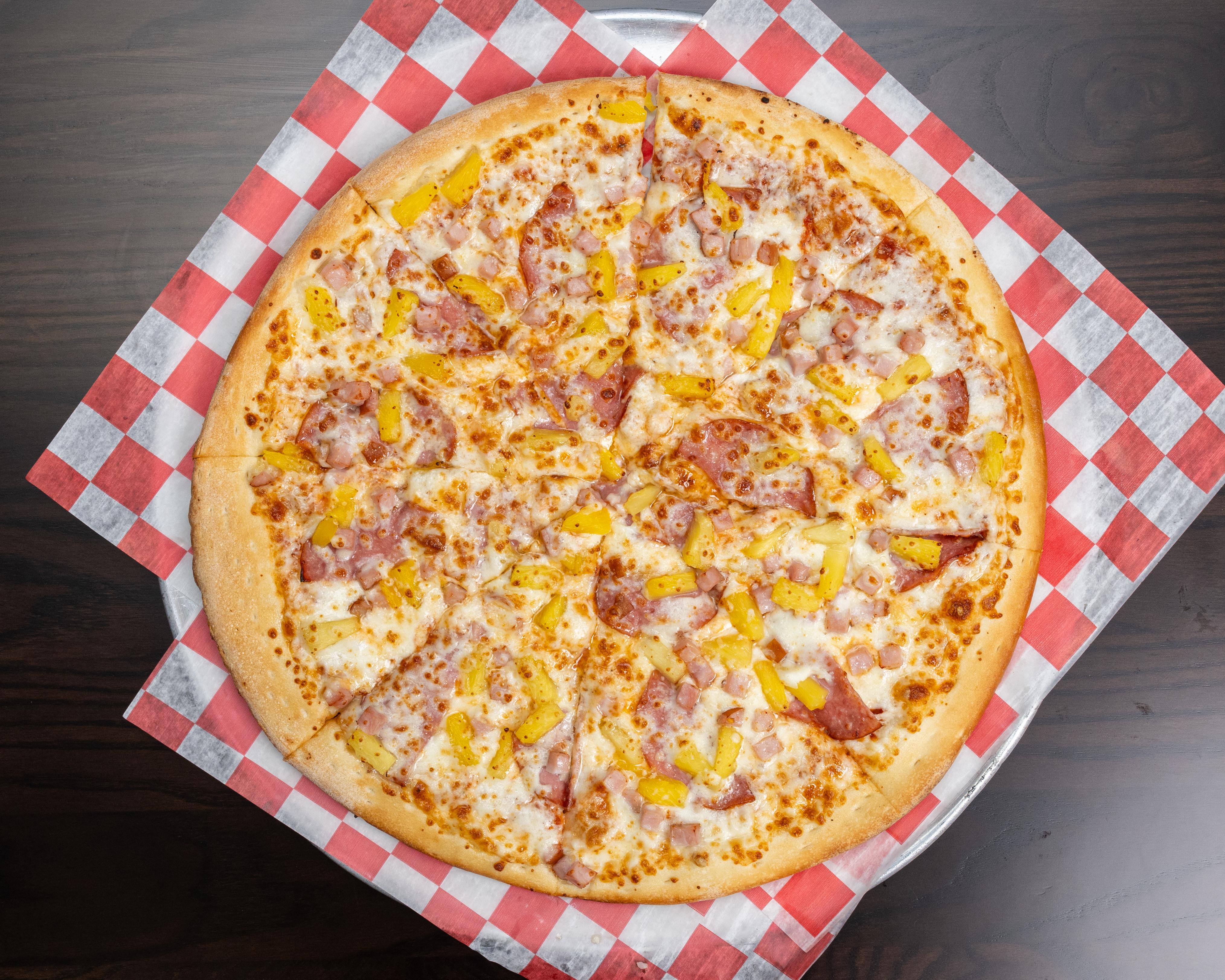 Mini 8" Hawaiian Delight Pizza.