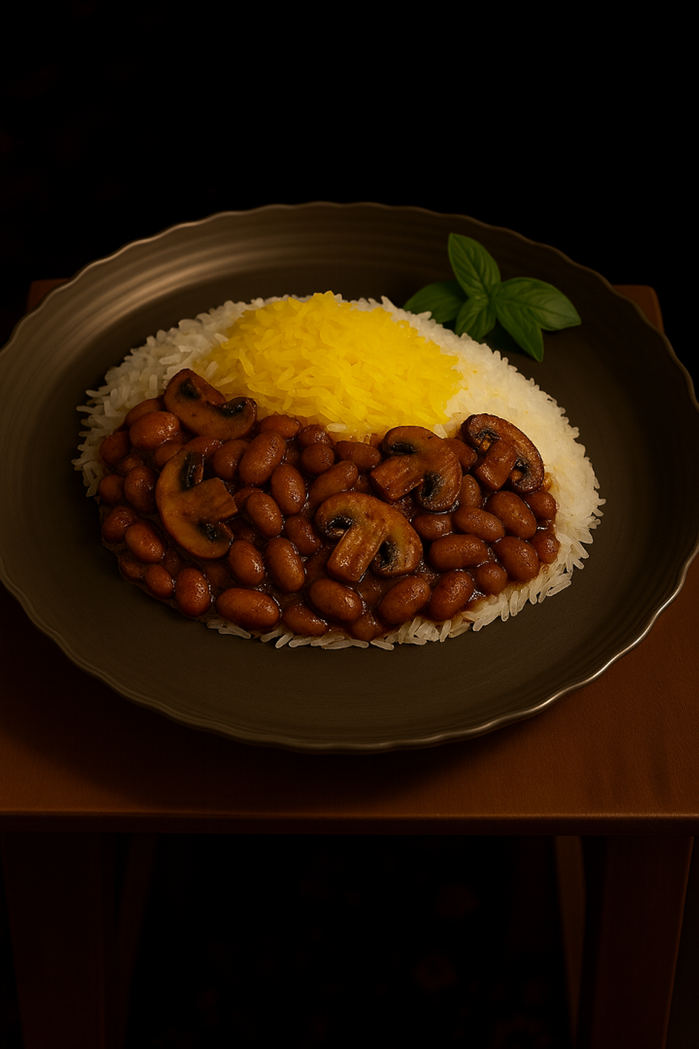 🌱 Pinto Beans with Mushroom Plate.