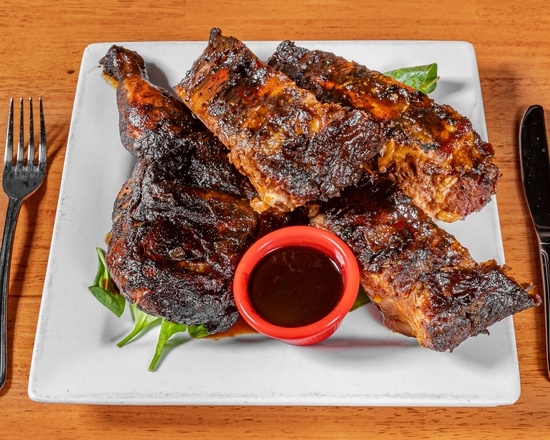 1/2 RACK & 1/2 BBQ CHICKEN.