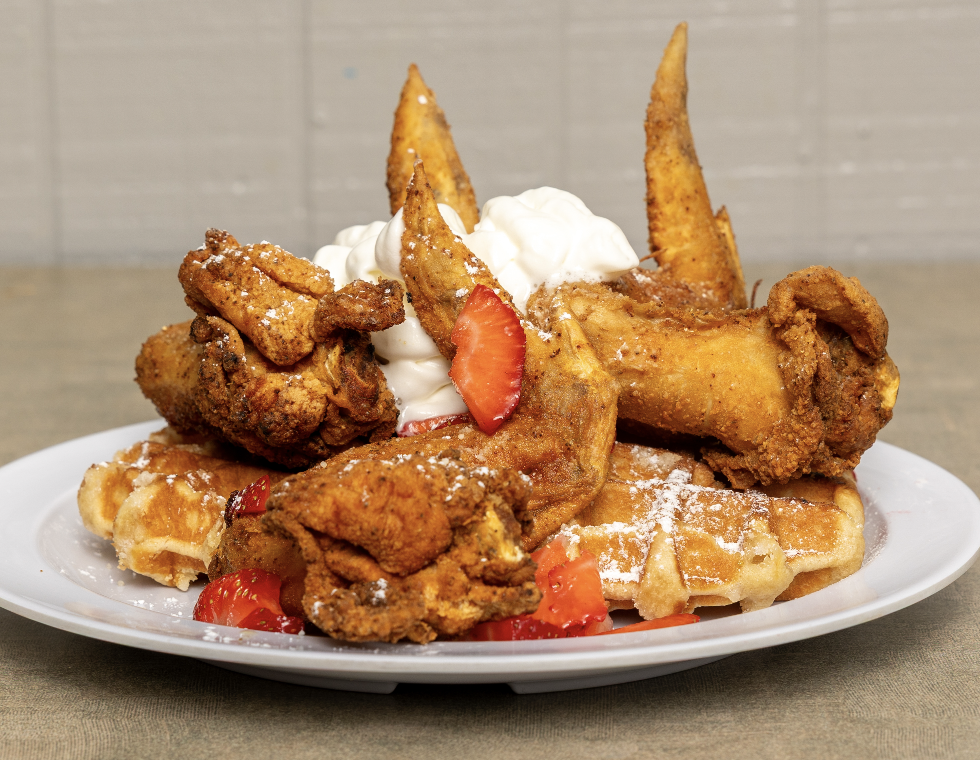 CHICKEN & WAFFLES.