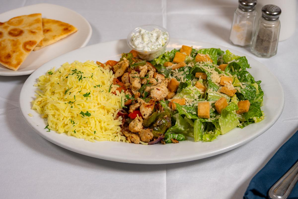 Moderno Chicken Souvlaki Plate.