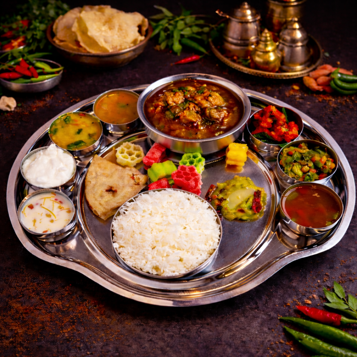Goat Thali (Serves 2 people).