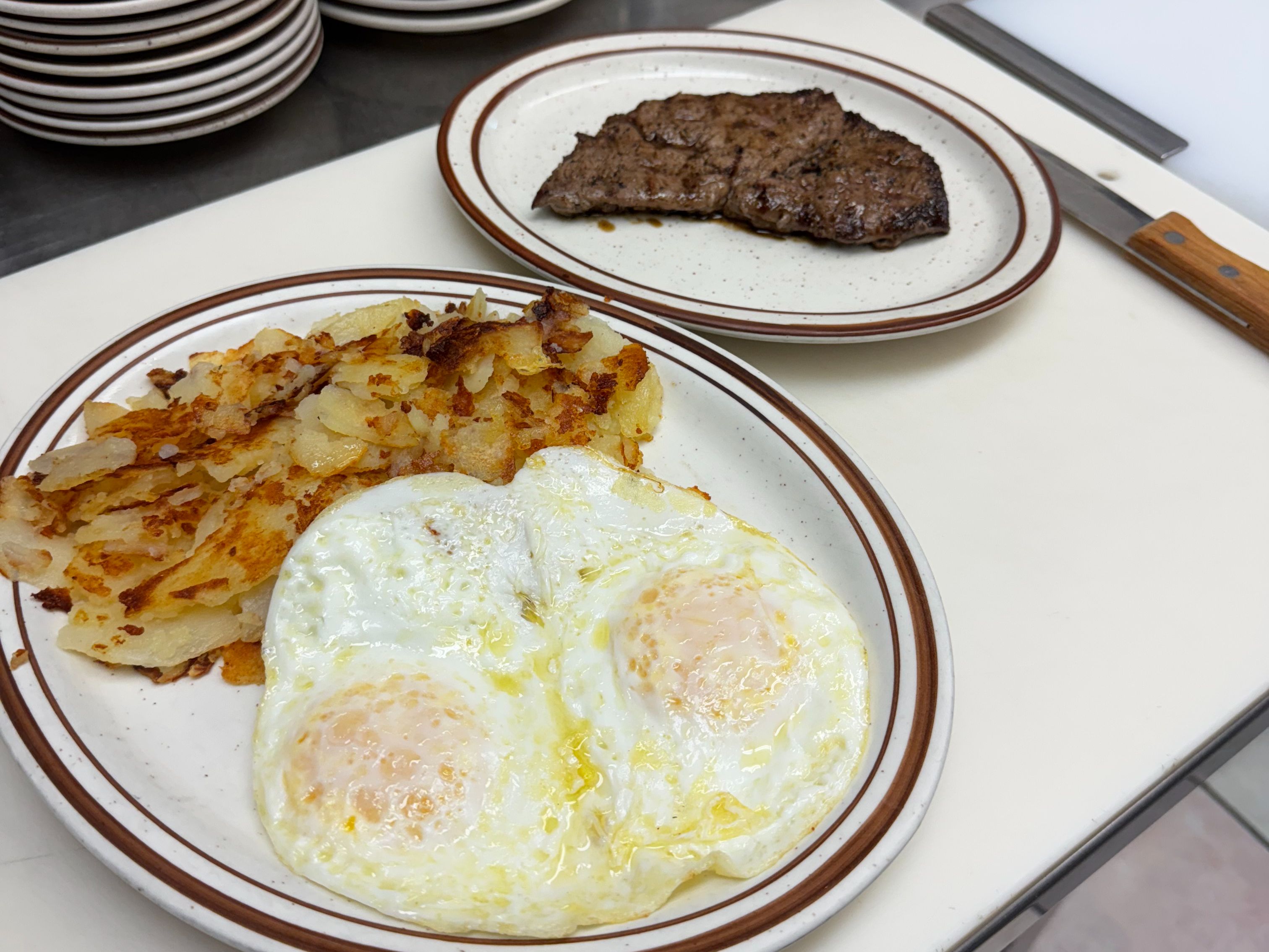 6 oz Steak, Eggs & Potatoes.