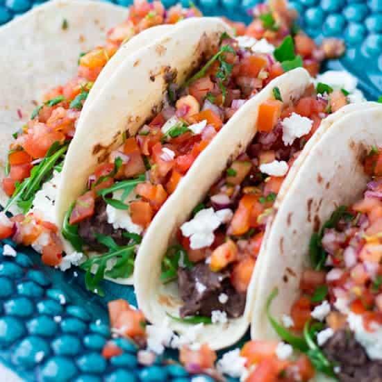 Tacos Black Bean Pico Gallo.