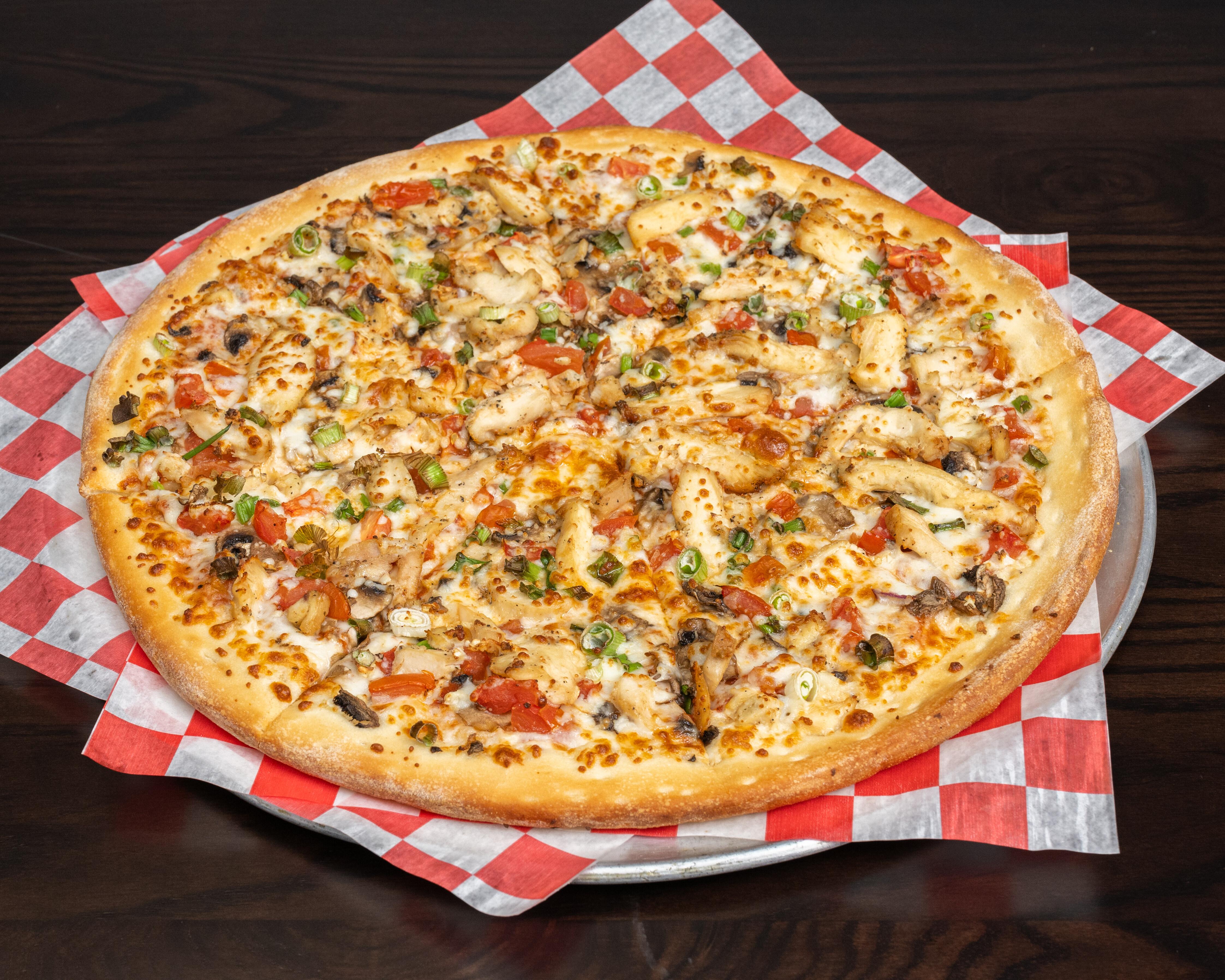 Large 16" Garlex Chicken Pizza.