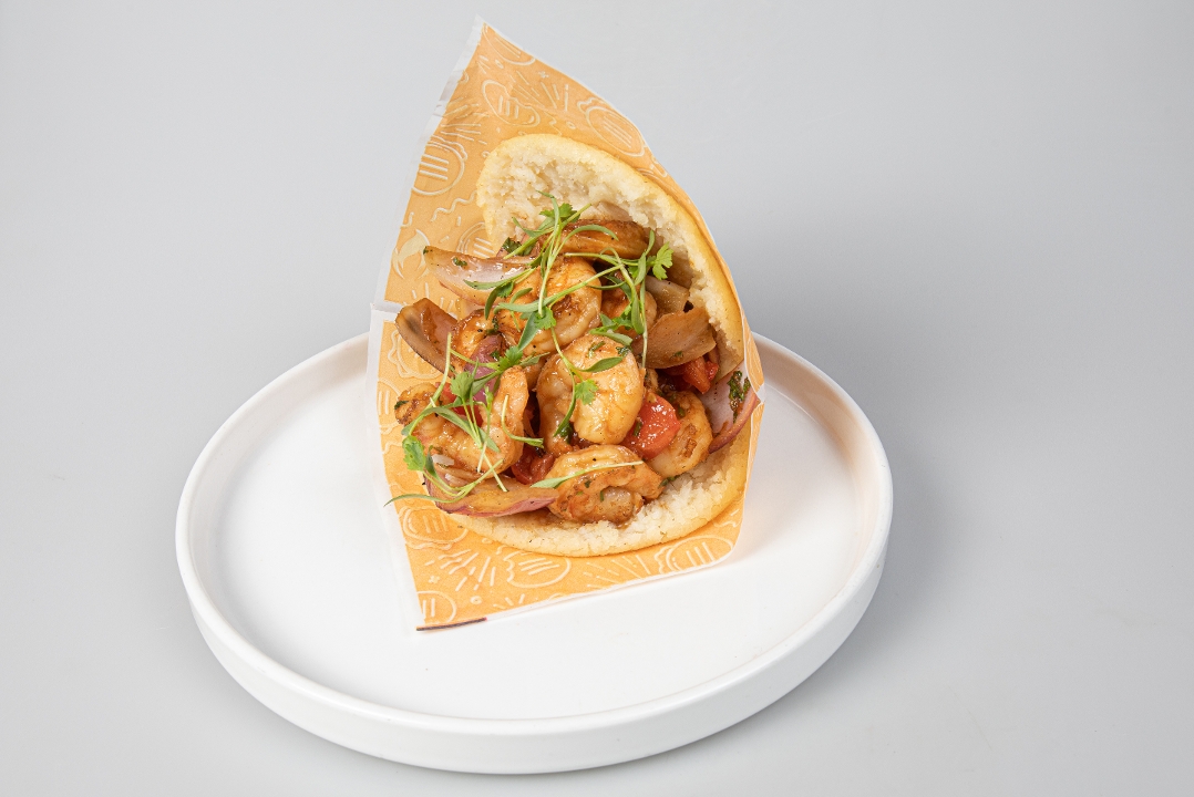 Arepa Wok Smoked Shrimp.
