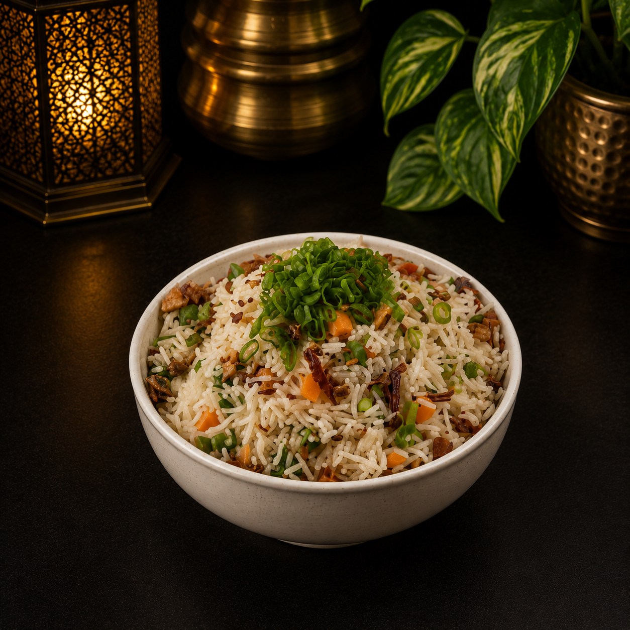 Burnt Garlic Shrimp Fried Rice.