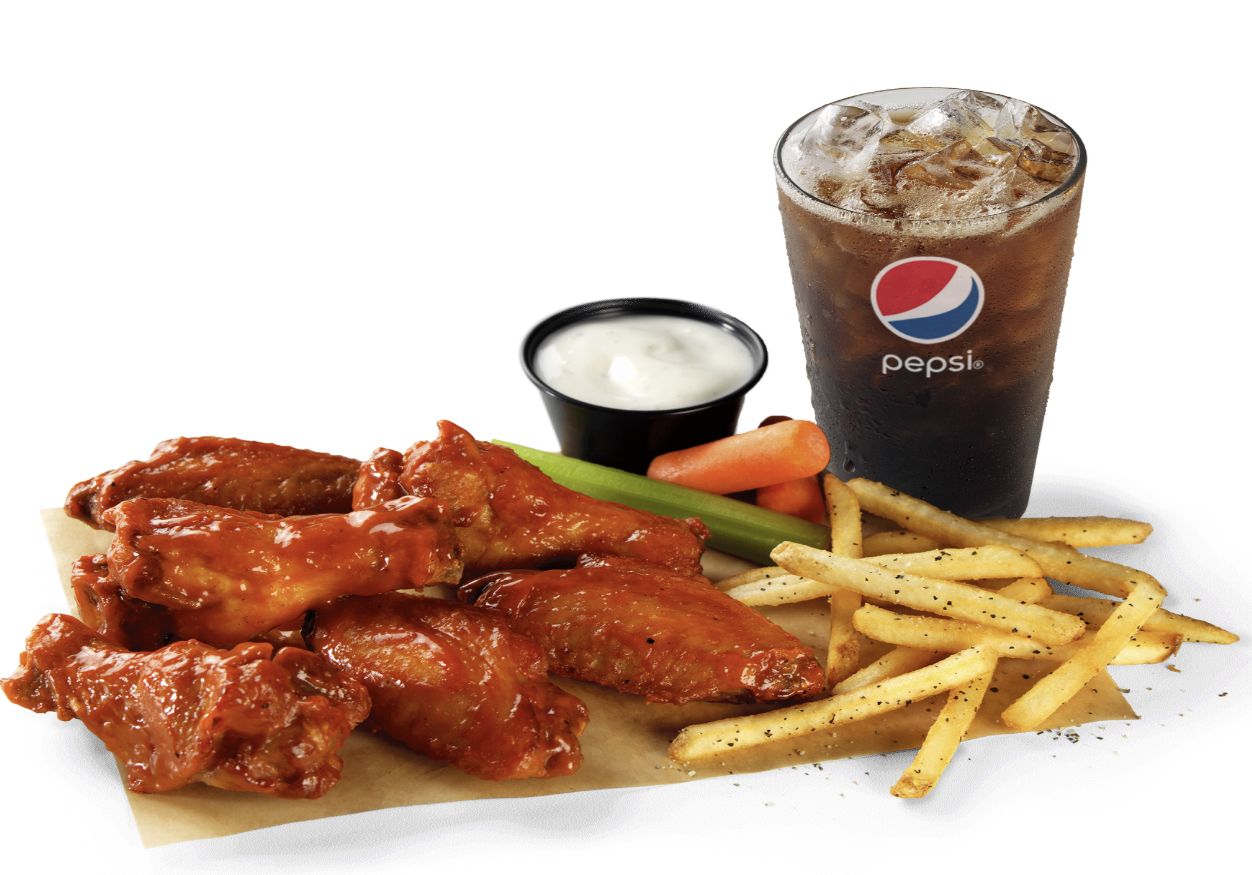 Wing Fries and Soda.