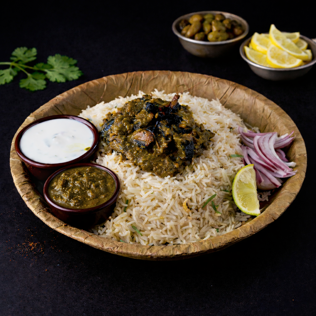 Gongura Mushroom Pulao (Sorrel Leaf Mushroom Pulao).