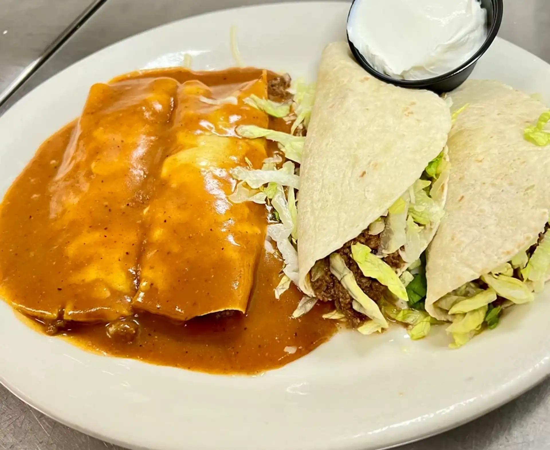 Two Enchiladas, Two Tacos.