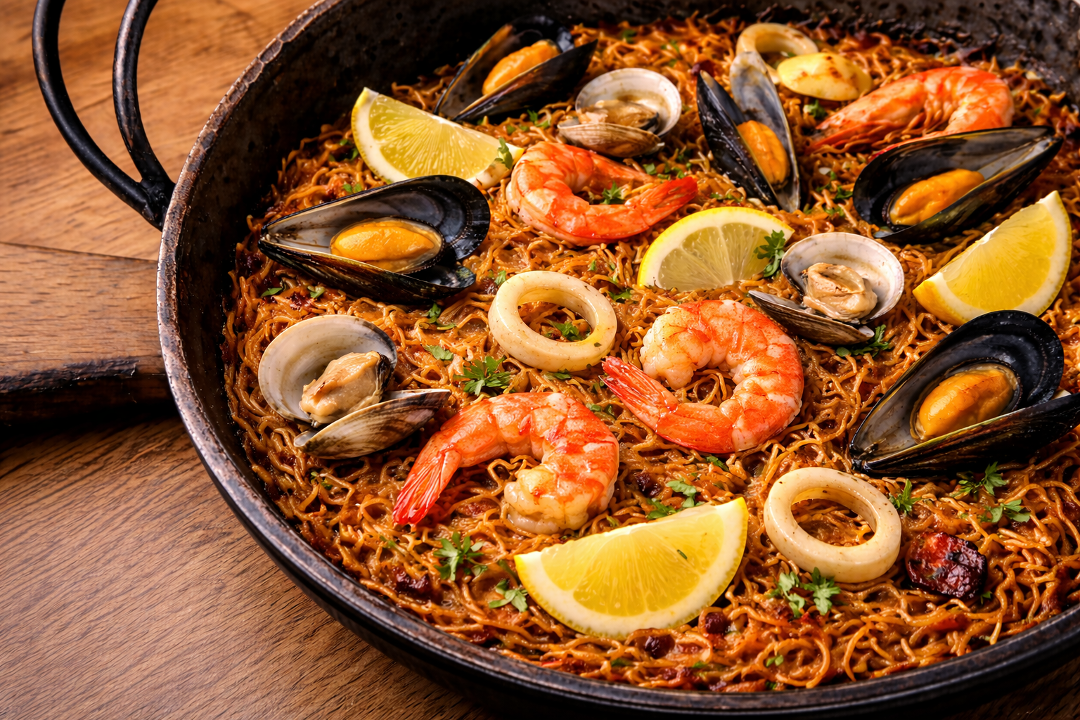 Fideua Mariscos.