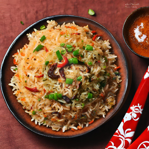 Burnt Chilli Garlic Fried Rice (Veg).