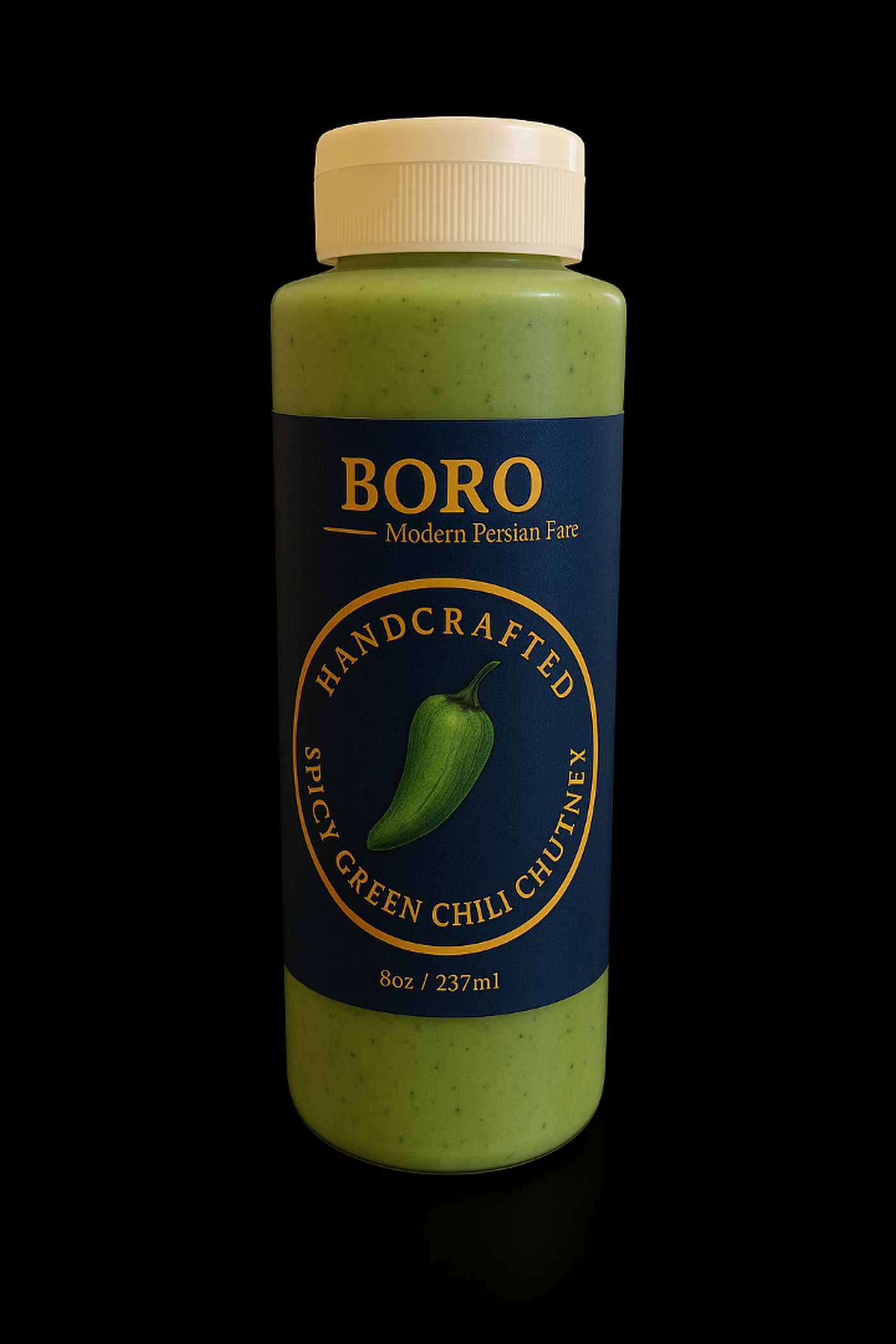 Bottled Spicy Green Chutney sauce.
