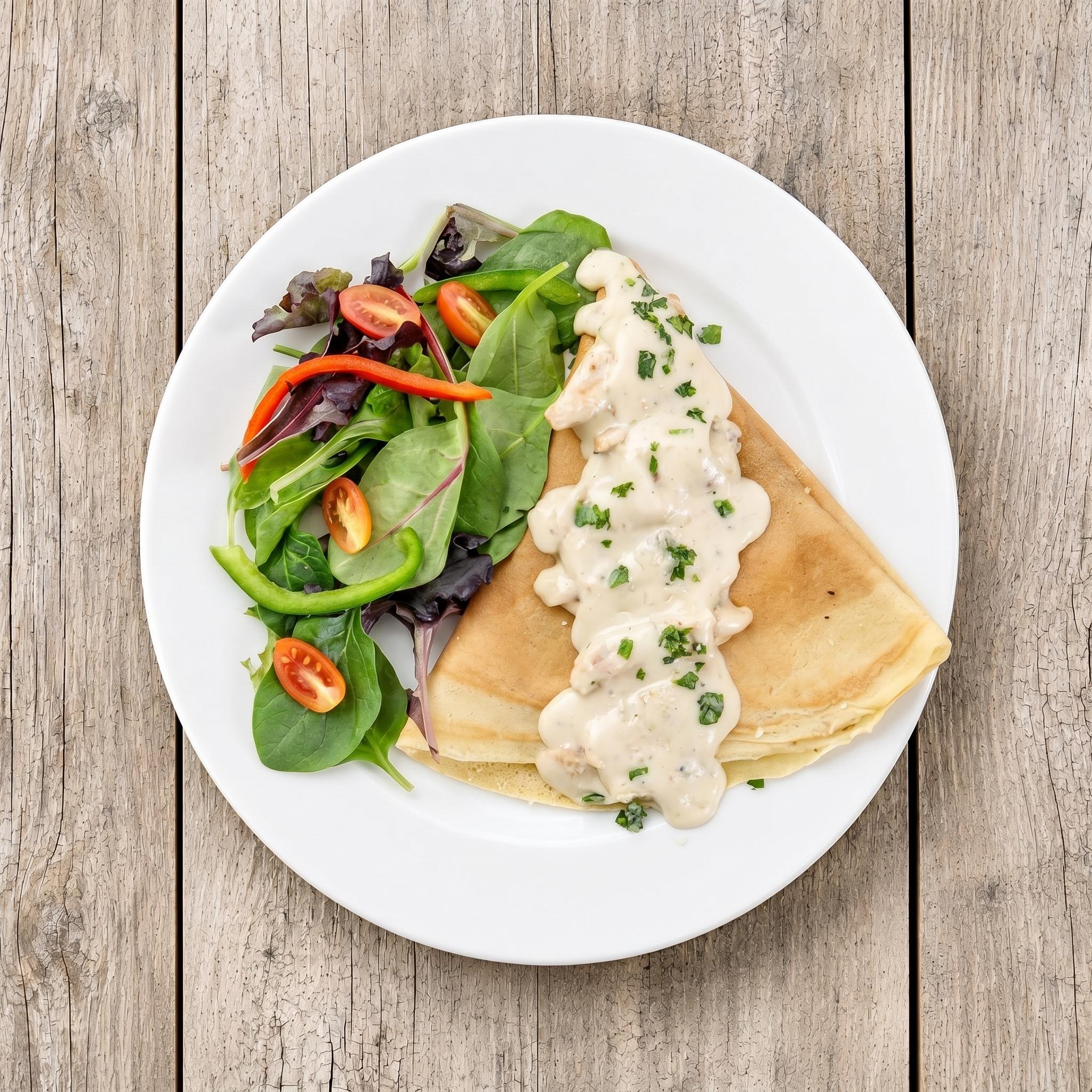 Chicken Alfredo Crepe.