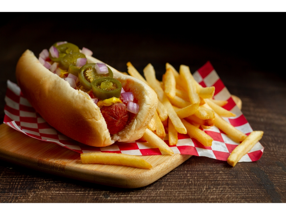 1 kids Hot Dog With fries.