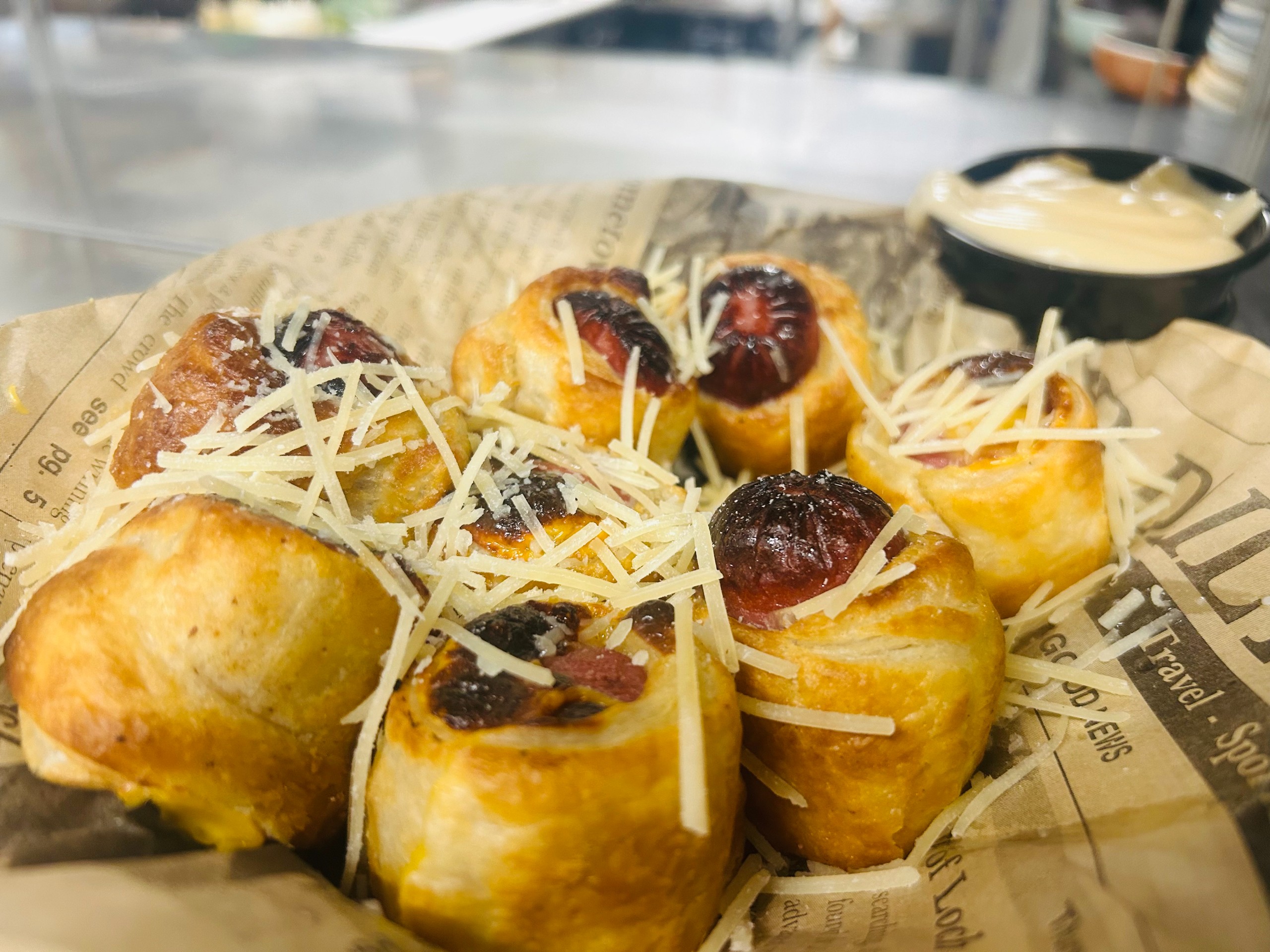 Cheesy Hogs in a Blanket.