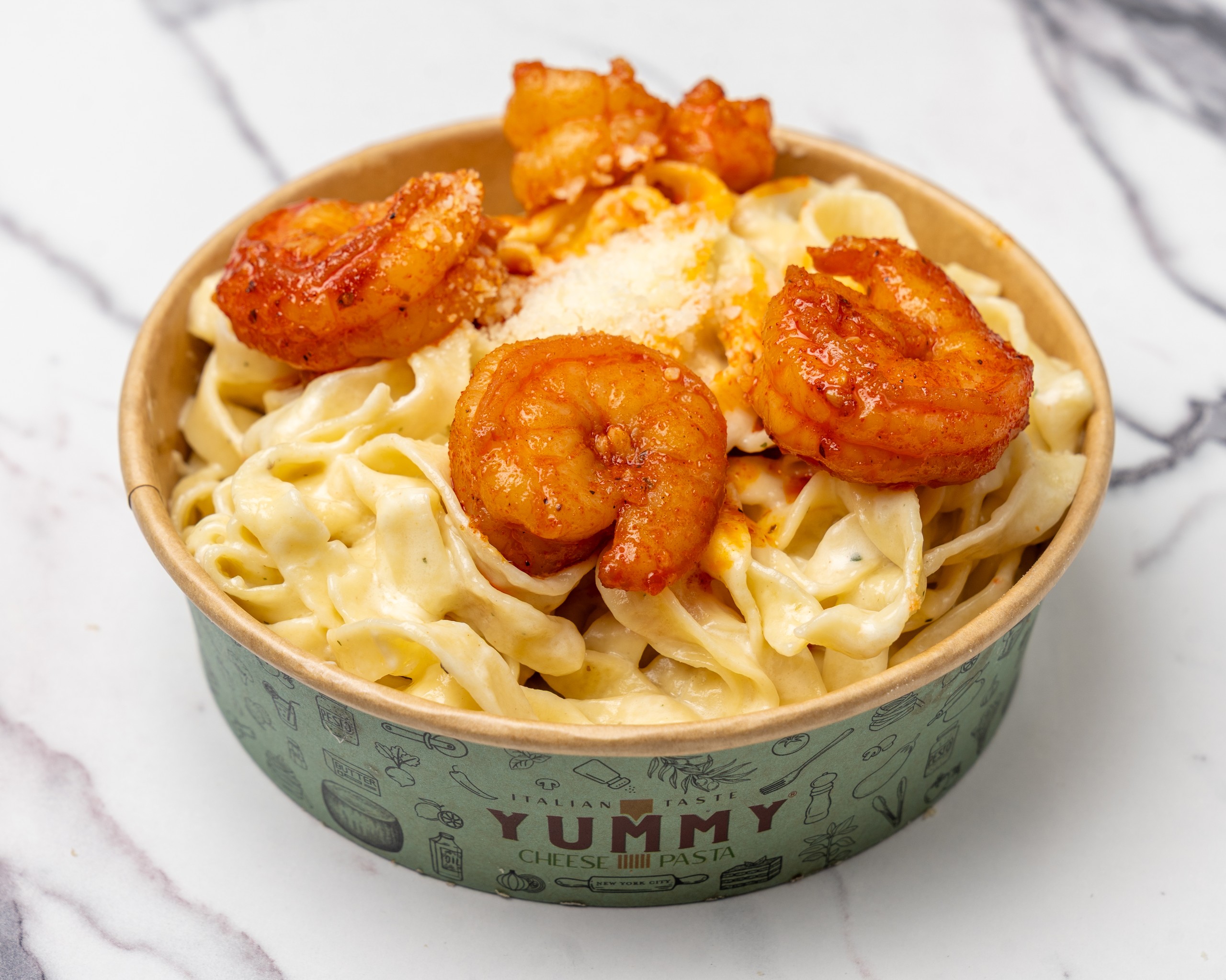 Pasta + Garlic Shrimp.