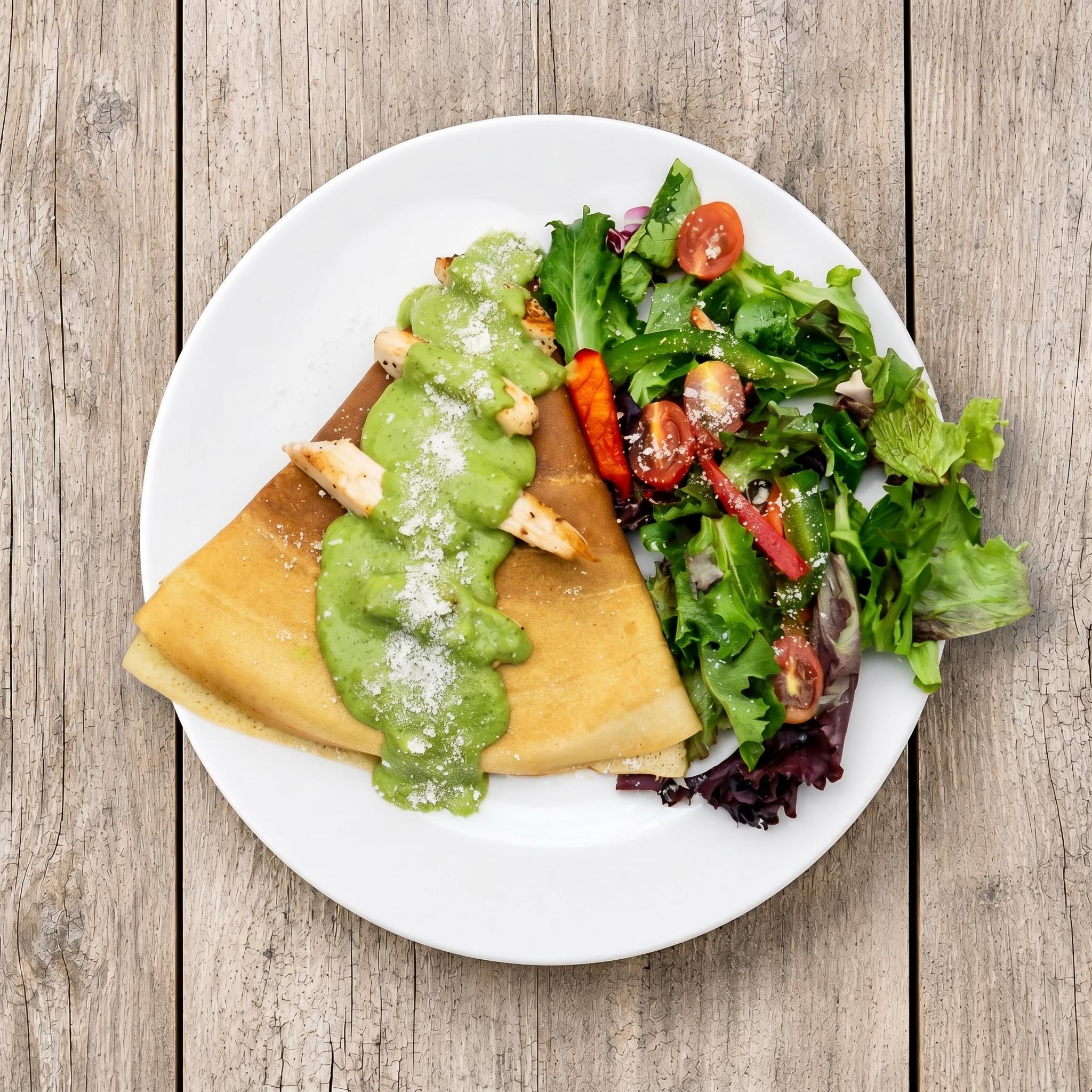 Chicken Pesto Crepe.