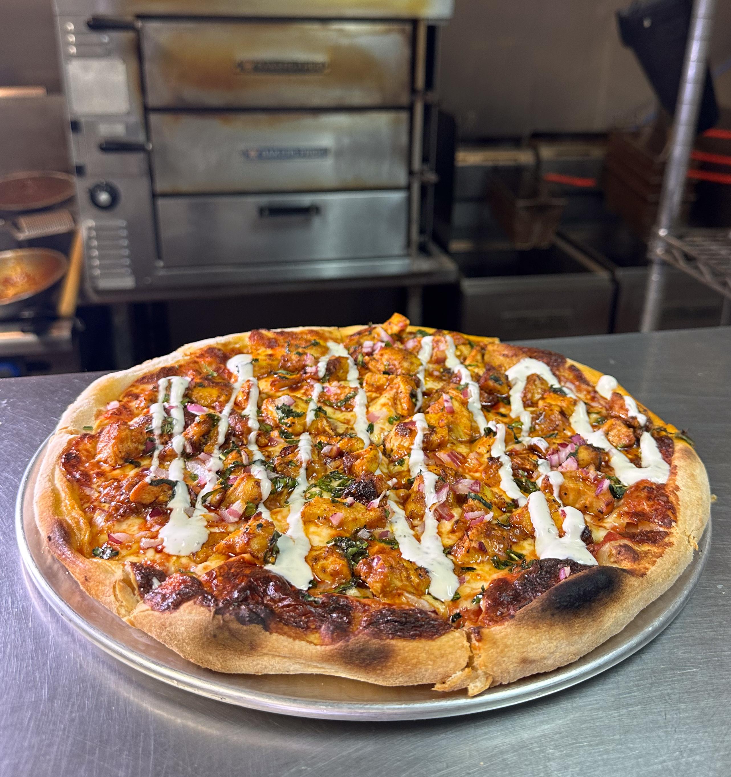 Buff Chicken Ranch Pizza.