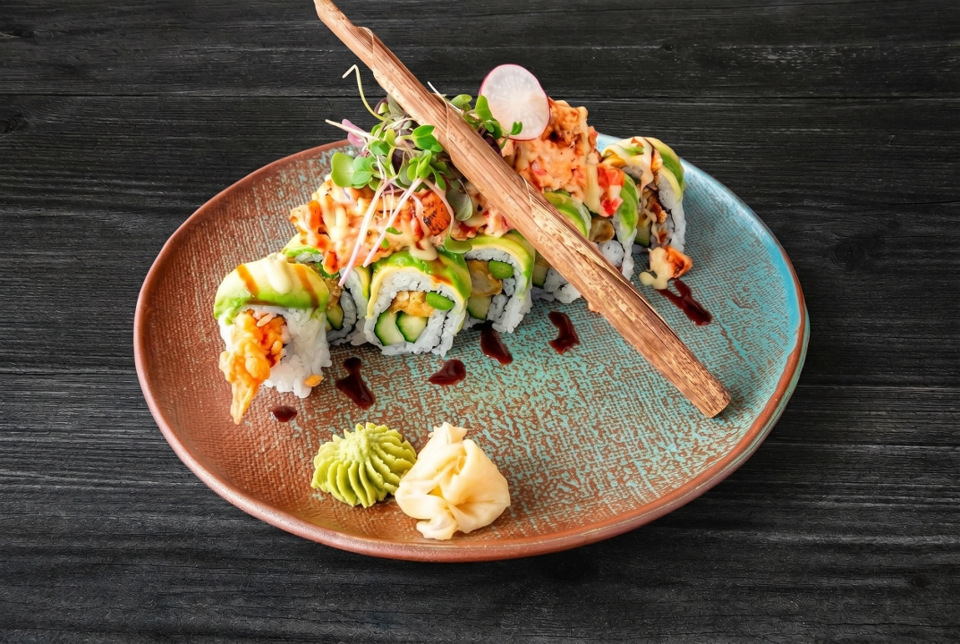 Seafood volcano roll.