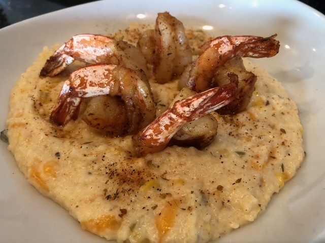 Creole Shrimp and Cheddar Grits.