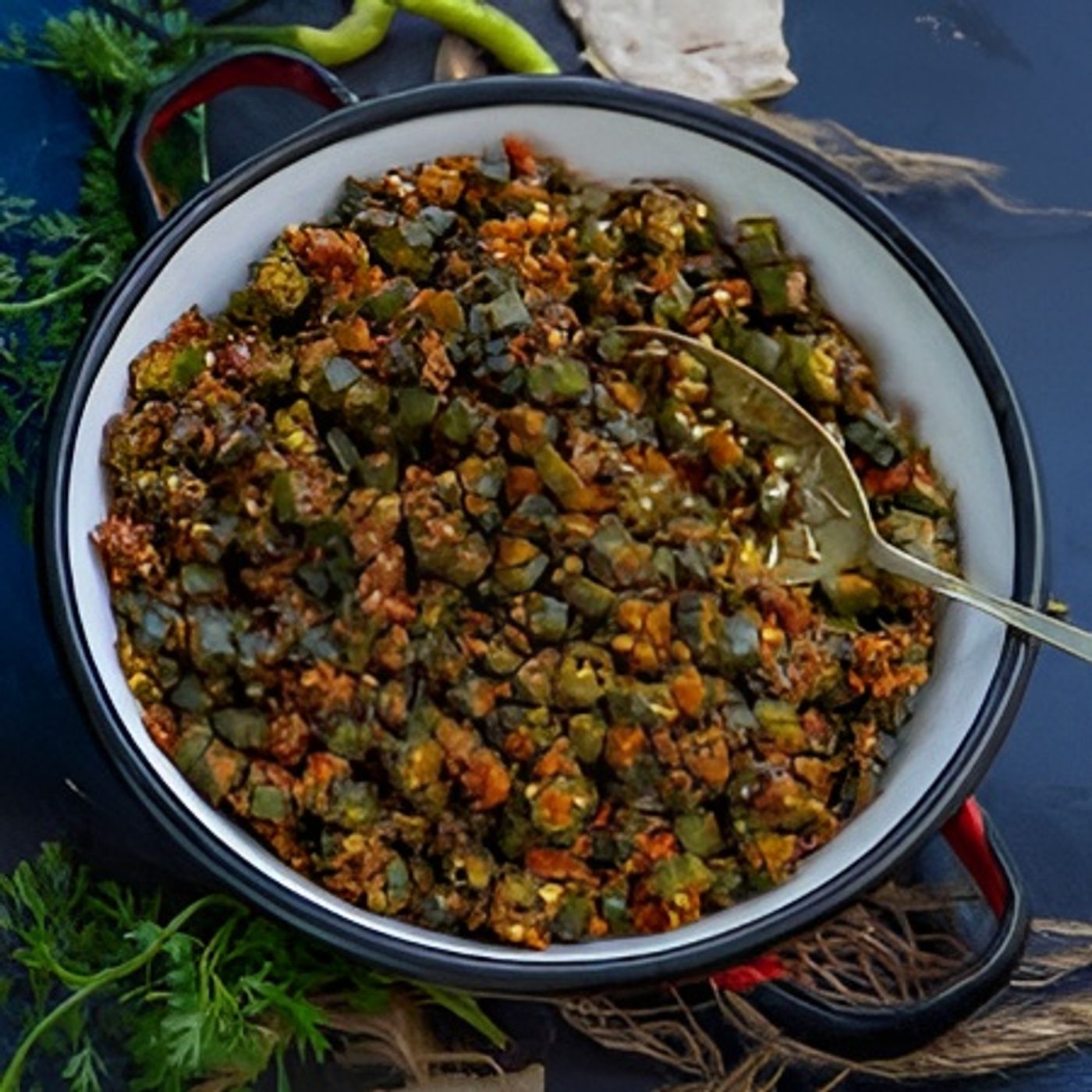 Dry okra masala.