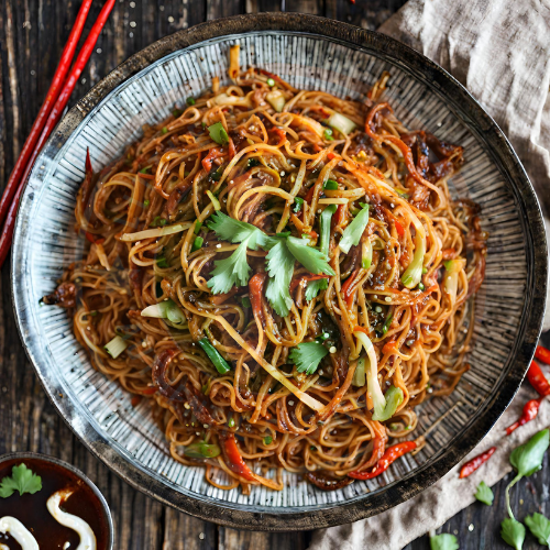 Burnt Chilli Garlic Noodles (Veg).