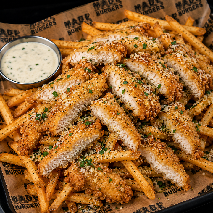 GARLIC PARMESAN CHICKEN FRIES.
