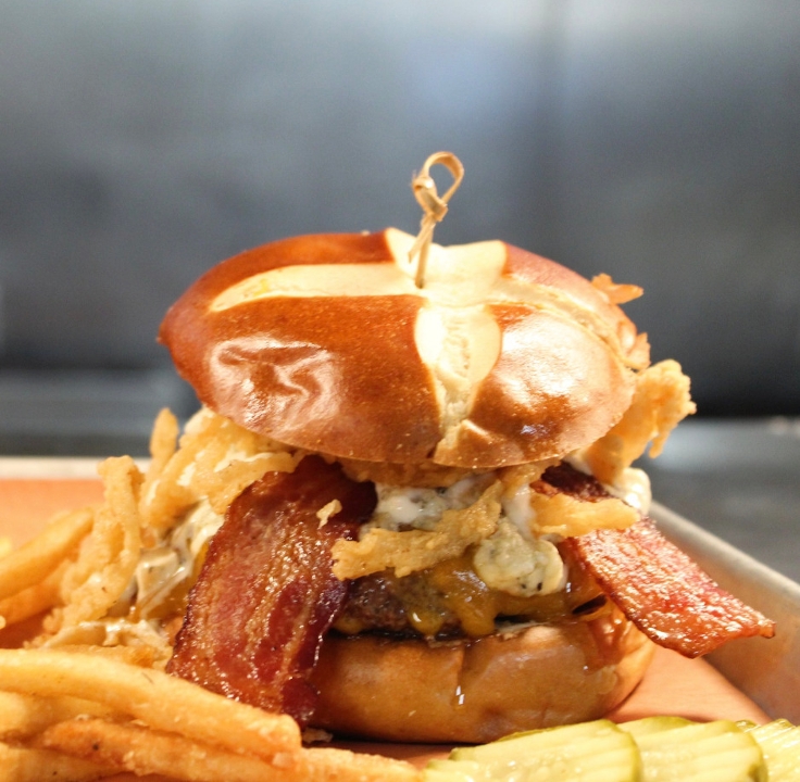 Cajun Bacon Blue Burger.