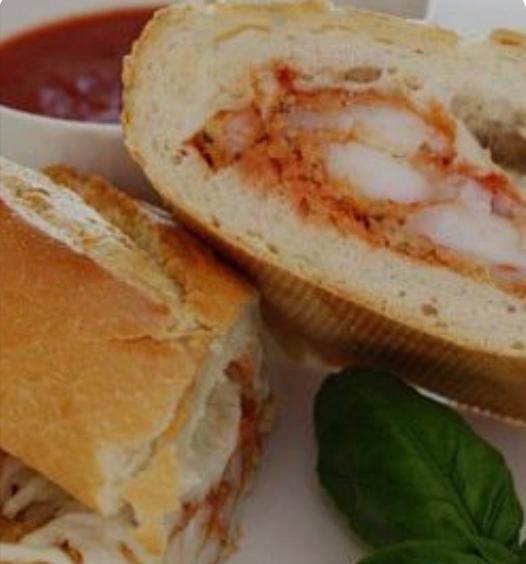 SHRIMP PARMGIANA HERO.