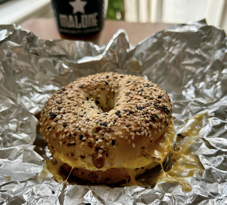 With Bacon - Bacon Egg & Cheese & Everything Bagel (BEC).