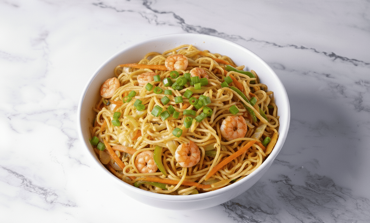 SHRIMP HAKKA NOODLES.