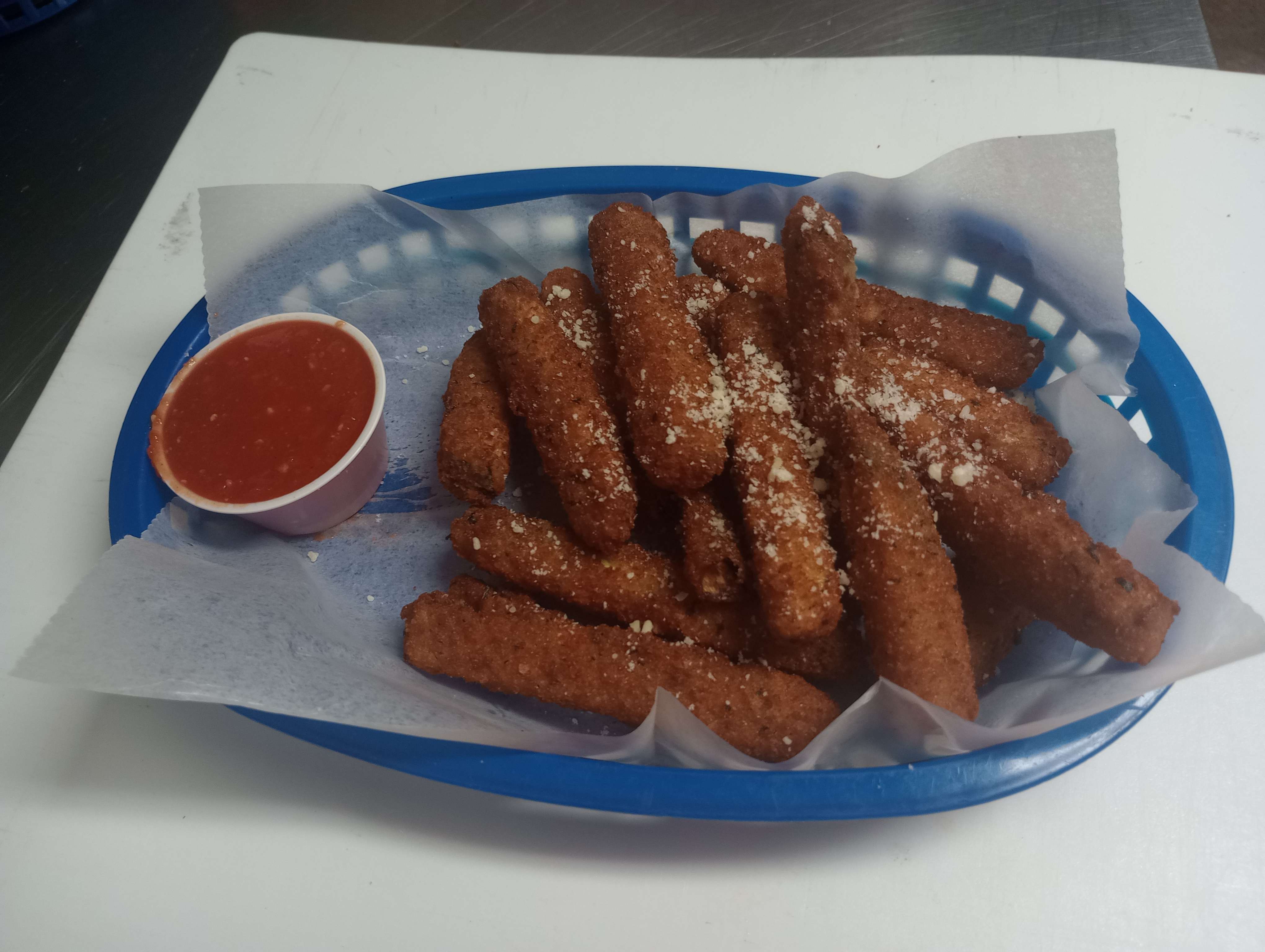 Battered Zucchini Sticks.