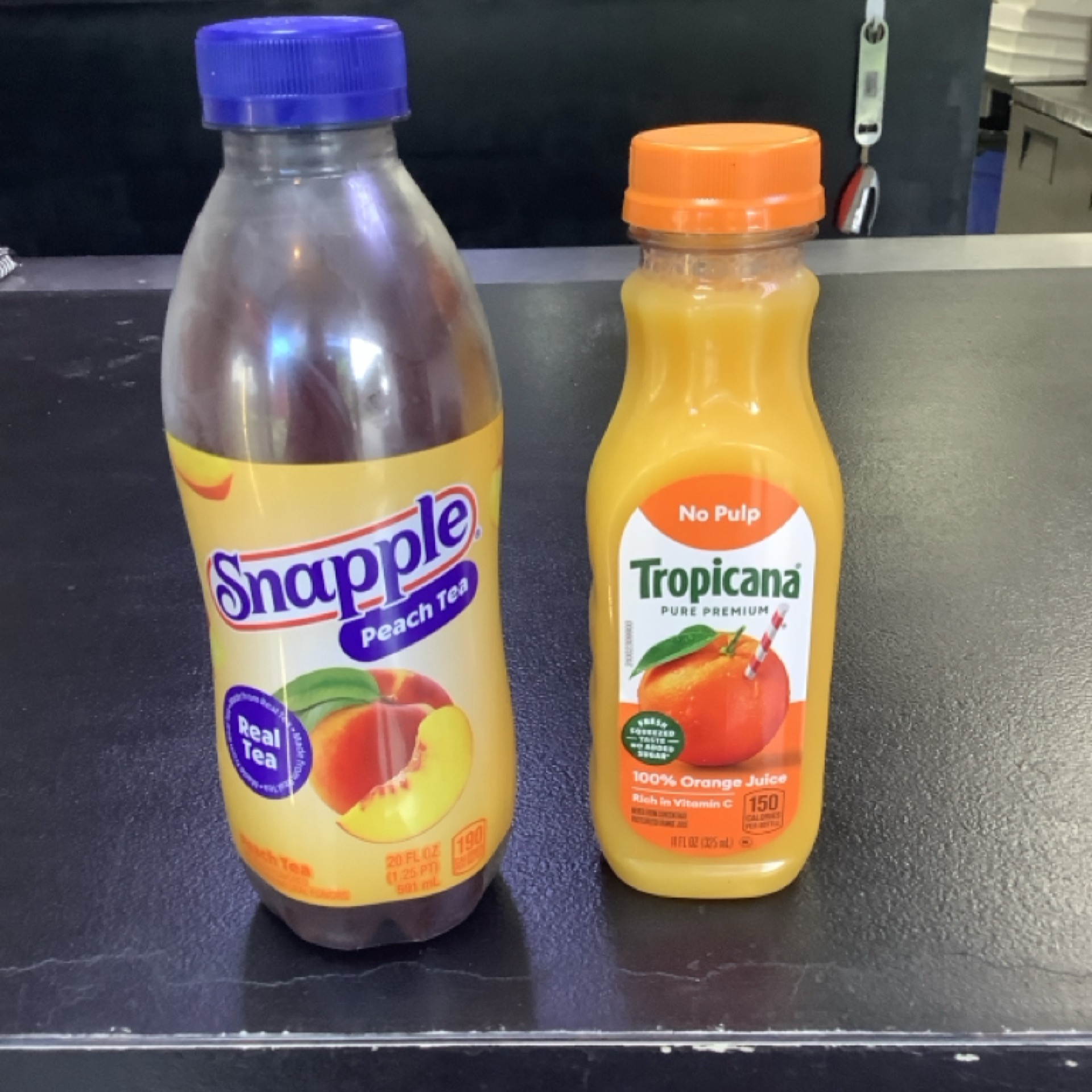 Snapple or Orange Juice.