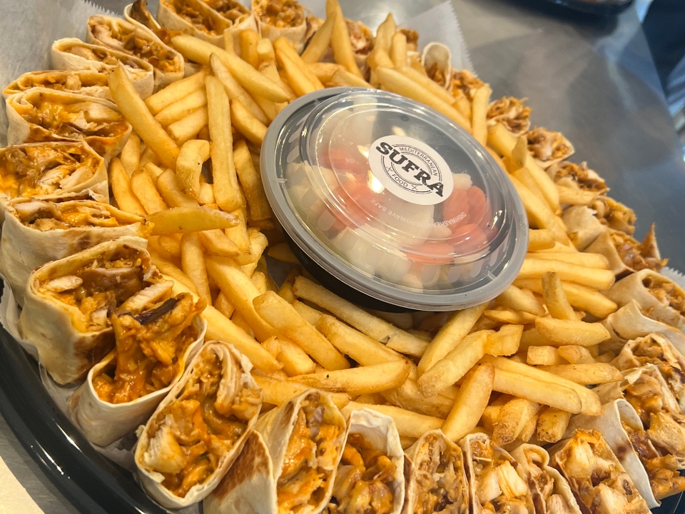 Supreme Chicken Shawarma Wrap Platter with Fries (serves 6-8).