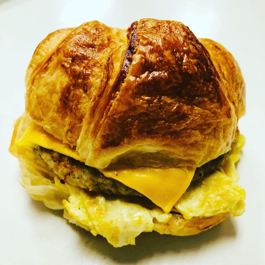 Croissant SW: Sausage, Egg, & Cheese.