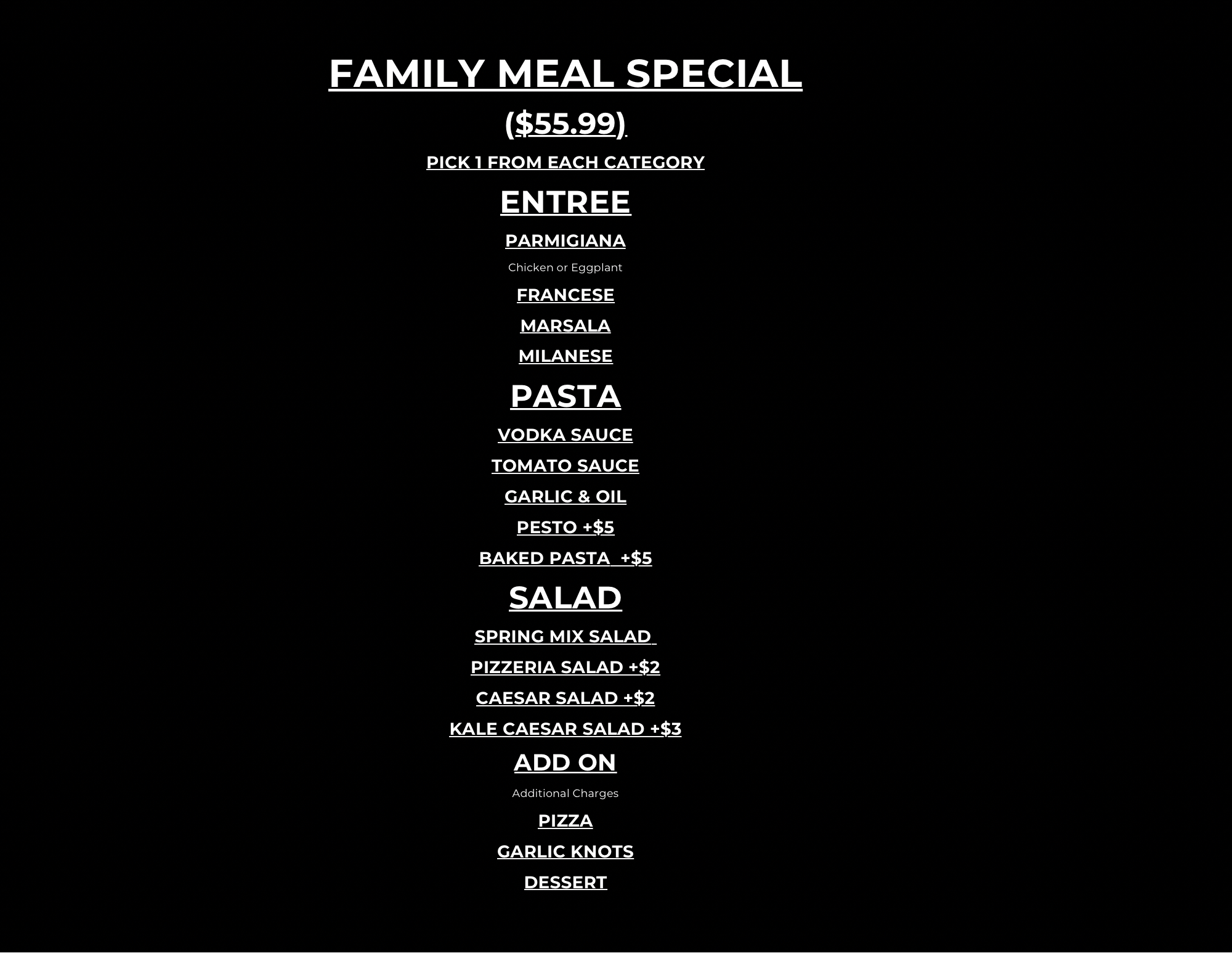 Family Meal Special.