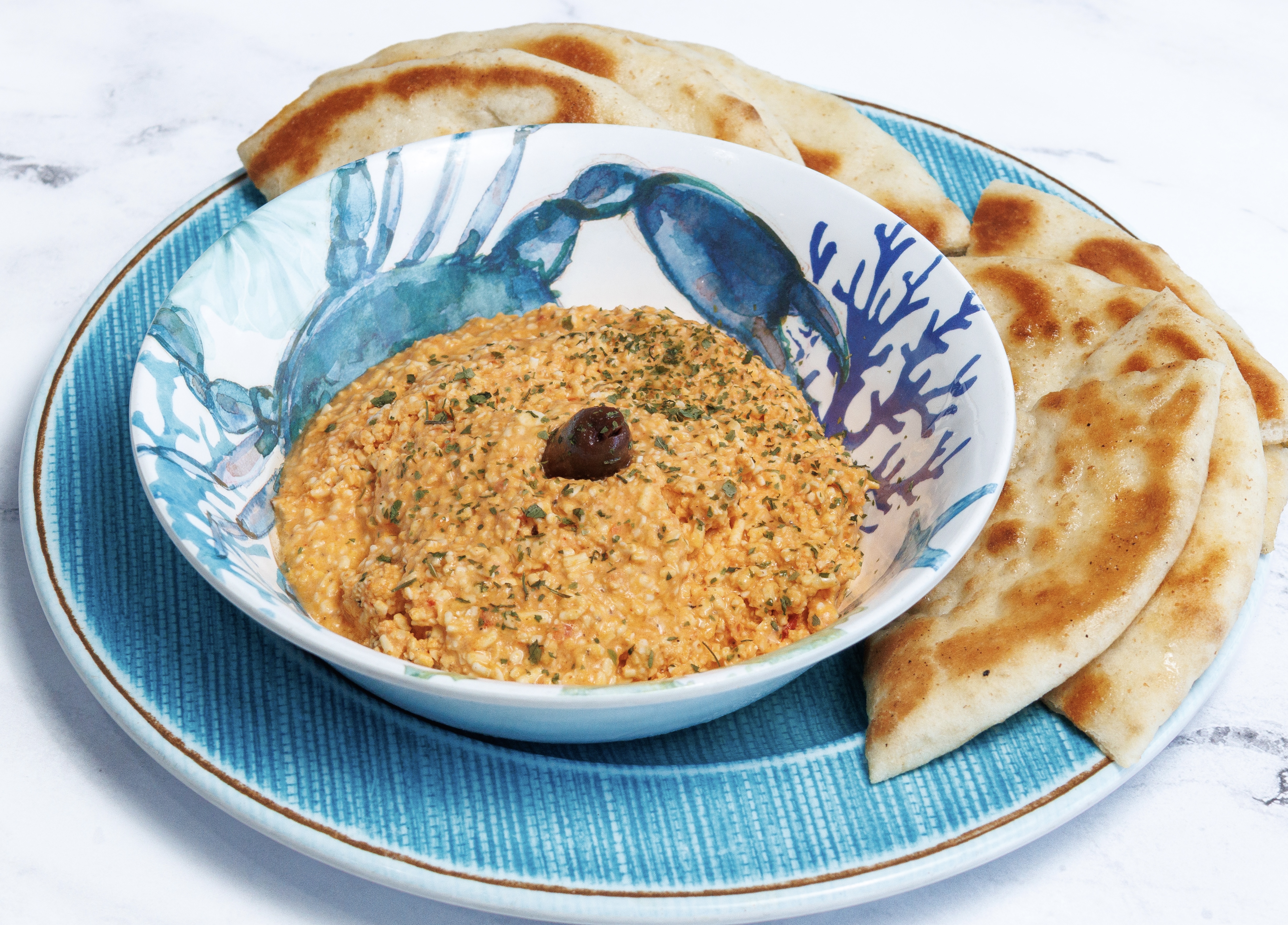 KOPANISTI W/ PITA BREAD (Spice Feta Cheese Spread).