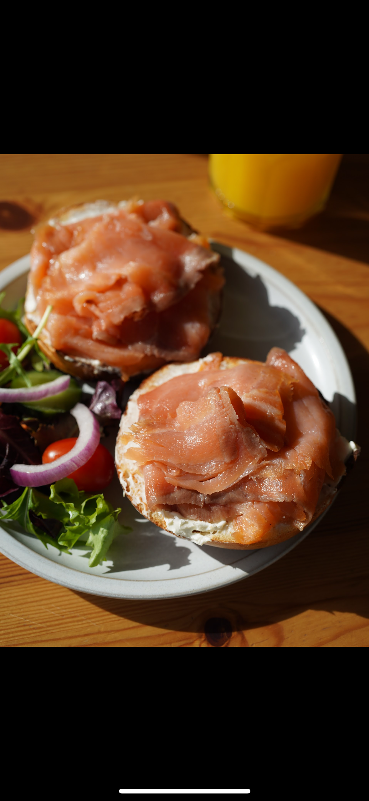 Bagel W/ Cream Cheese & Salmon.