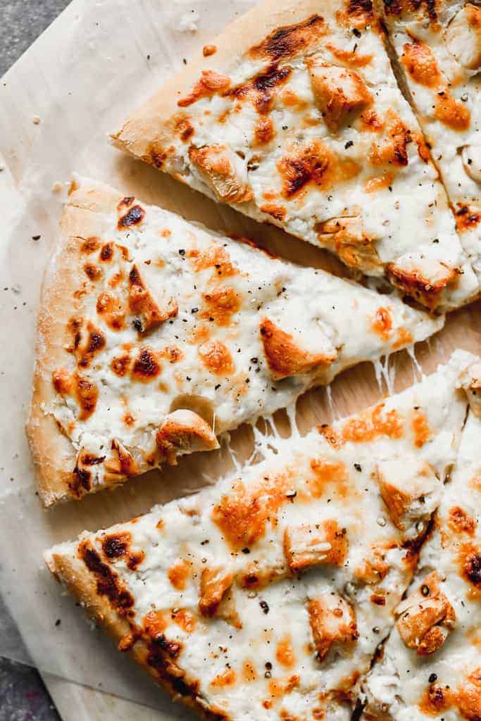 Chicken Alfredo Pizza.