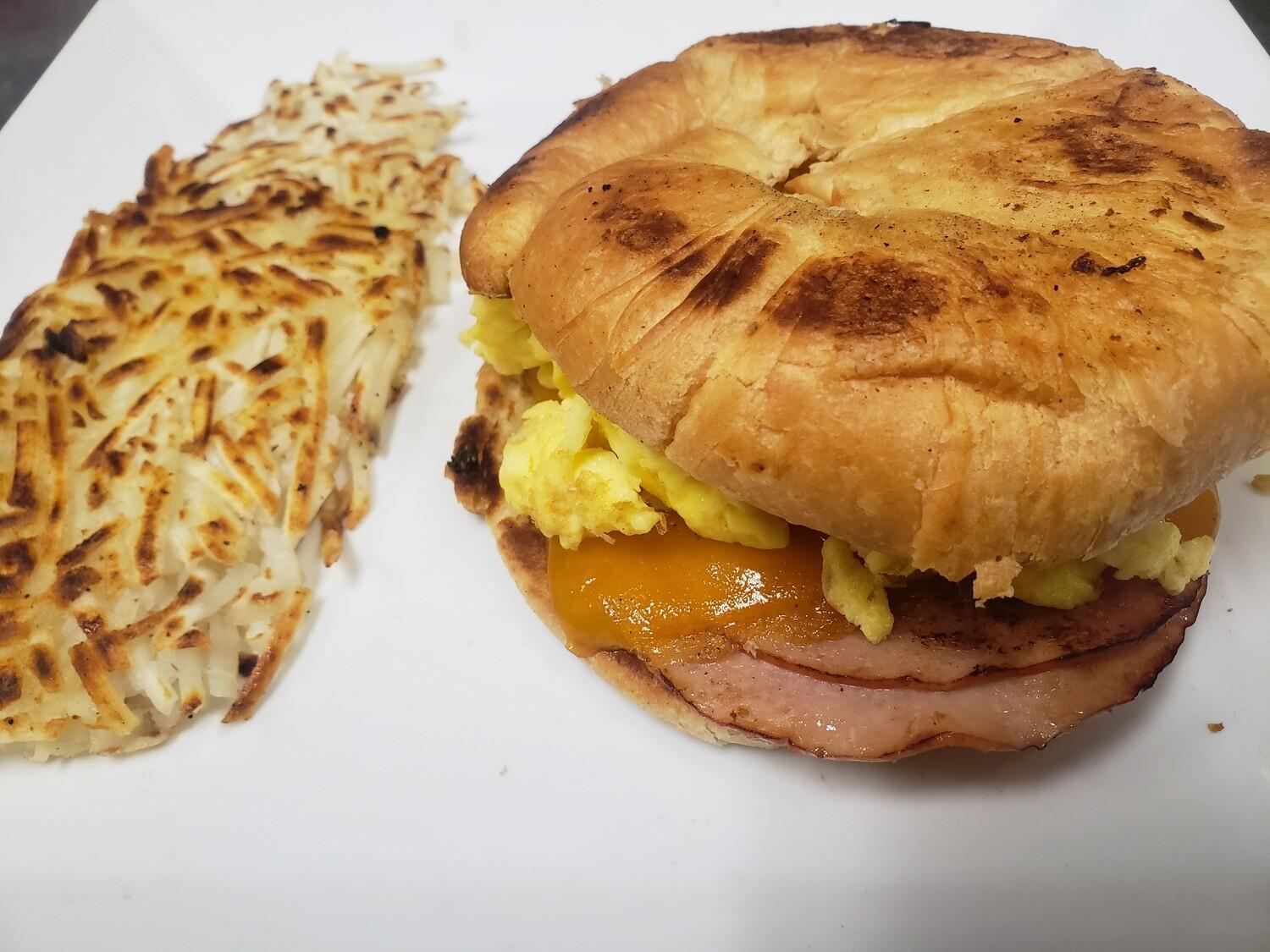 Ham Egg and Cheese Croissant.