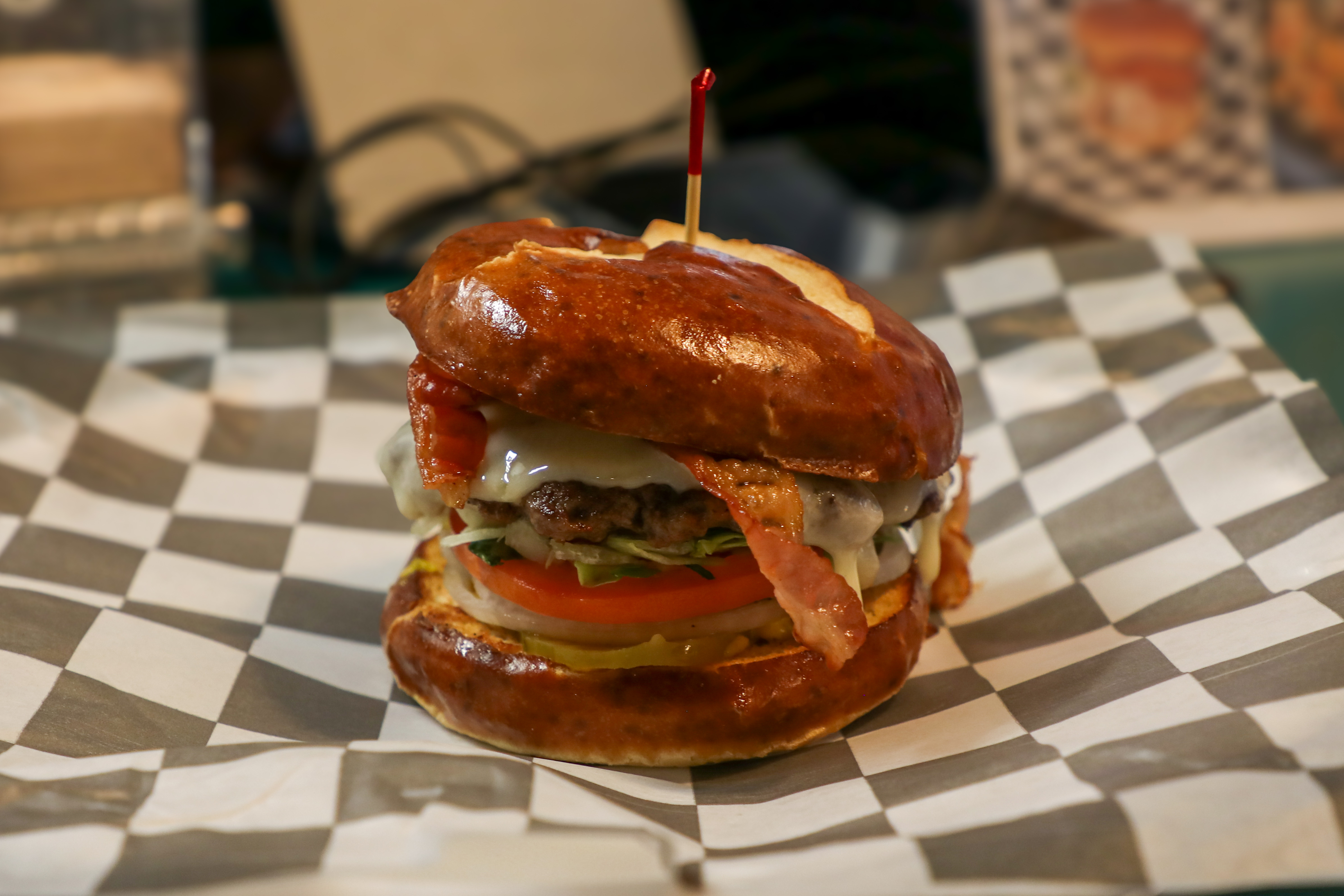 Pretzel Bacon Burger.