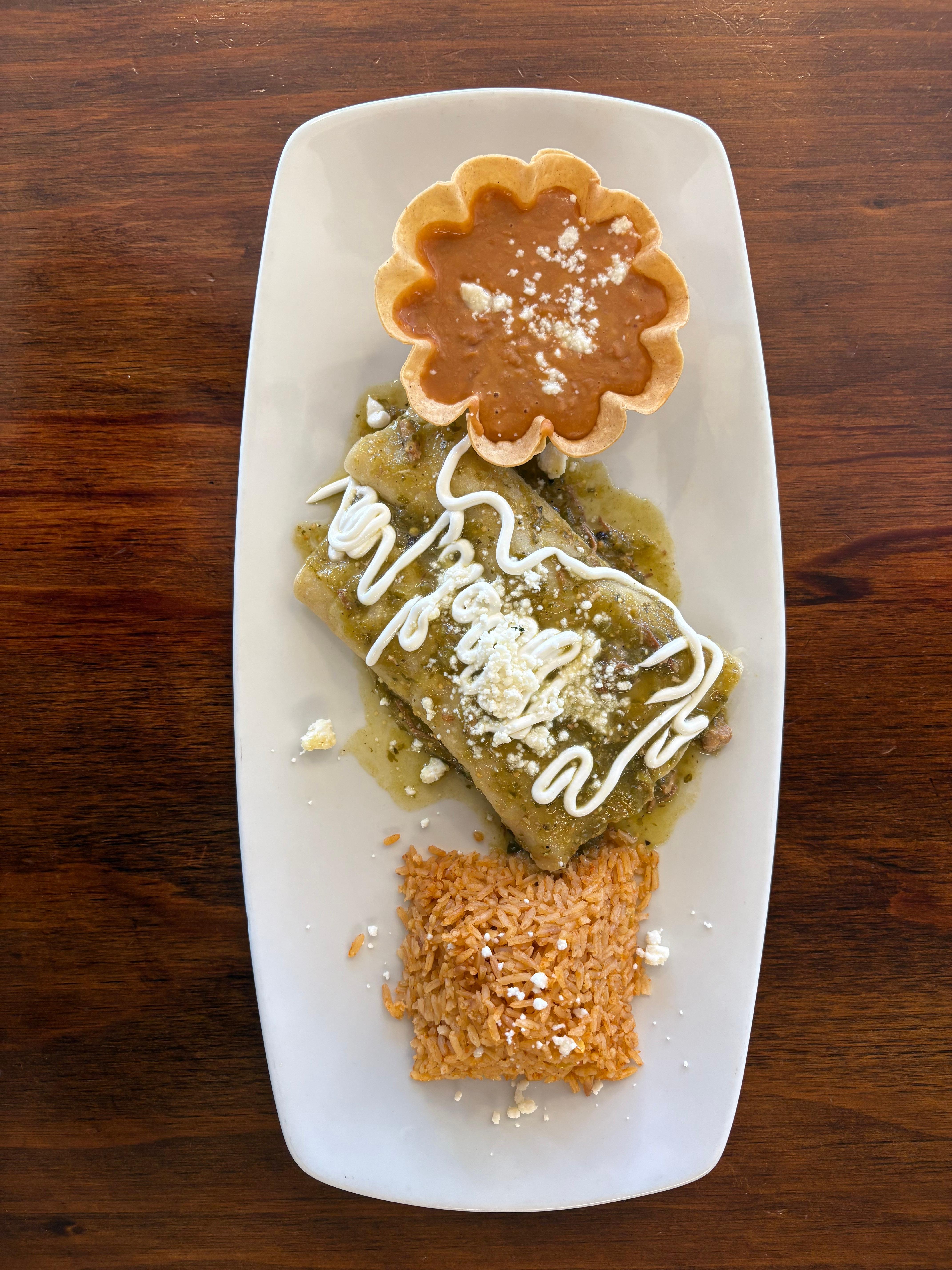 Chile Verde Enchiladas.