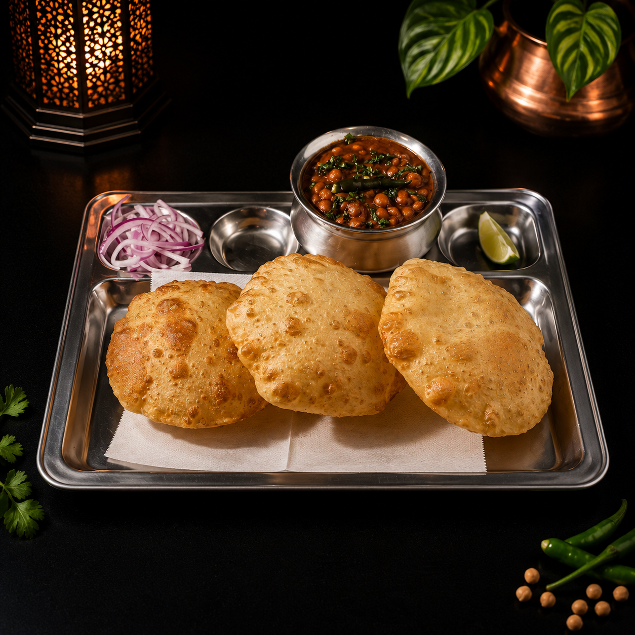 Poori (3 pcs) W/ Channa Masala.